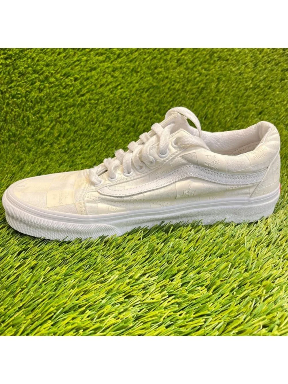 Vans Old Skool Mens Size 8.5 Beige White Athletic Walking Skate Shoes Sneakers_3